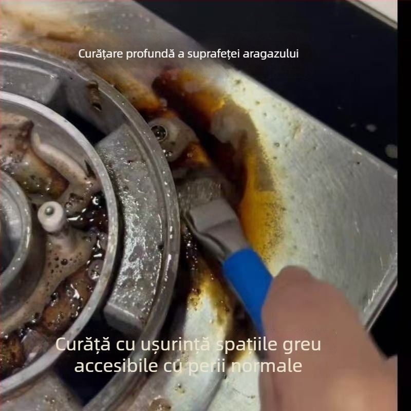 Perie de curățare a aragazului fără unghiuri moarte, perie dublă din sârmă de oțel pentru bucătărie și curățarea fisurilor