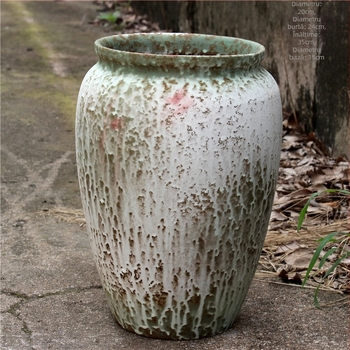 Vas ceramic mare cu glazură colorată, ceramică europeană lucrată manual