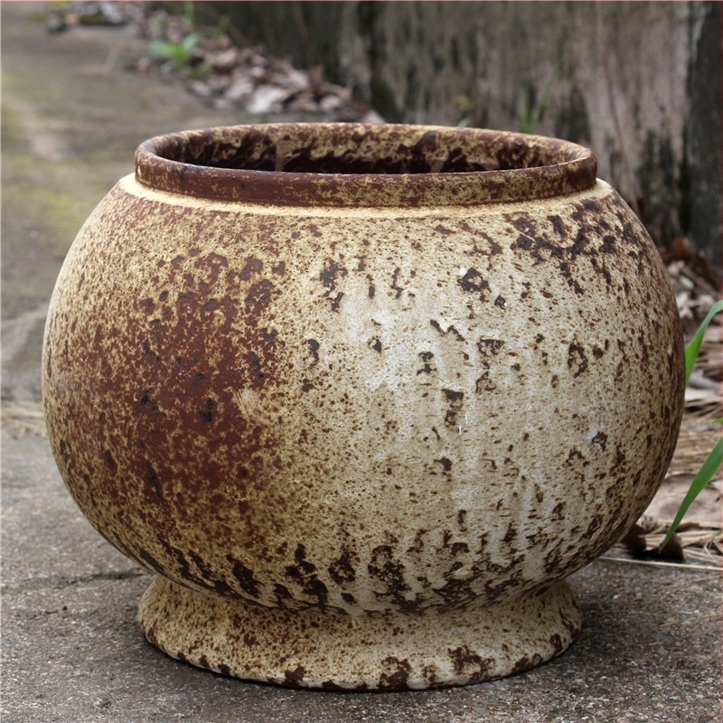 Vas ceramic mare cu glazură colorată, ceramică europeană lucrată manual