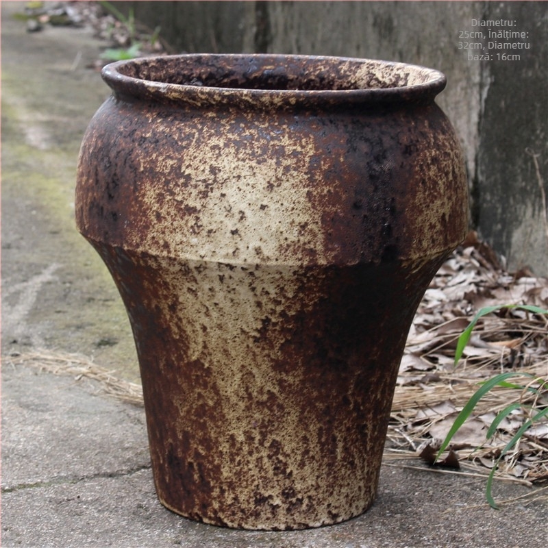 Vas ceramic mare cu glazură colorată, ceramică europeană lucrată manual