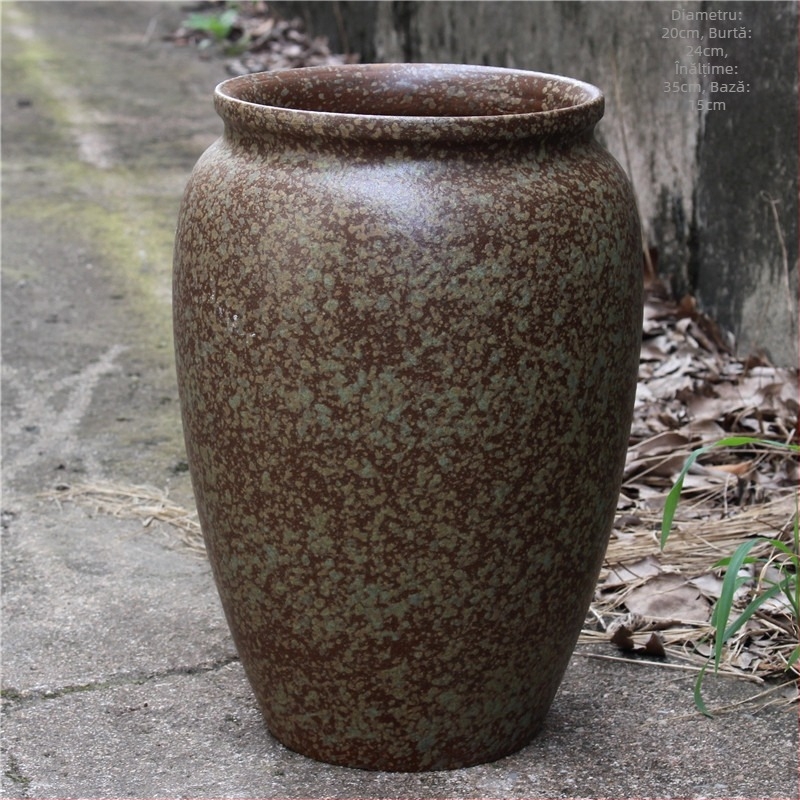 Vas ceramic mare cu glazură colorată, ceramică europeană lucrată manual