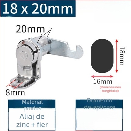 Zhan Han WT-744 Lacăt pentru ușile de garderobă – Lacăt mecanic pentru dulapuri din lemn și aluminiu