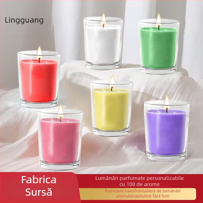 Candelă din ceară de soia aromaterapie în pahar de sticlă colorat, cadou romantic pentru casă, de înaltă calitate