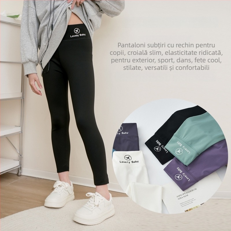 Colanți pentru fetițe, imprimeu rechin, primăvară-toamnă, lungime 3/4, talie înaltă, nailon, pentru copii 3–8 ani