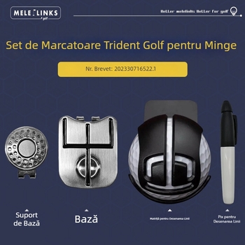 Set marcaje mingi de golf cu marker în formă de trident și stilou de aliniere