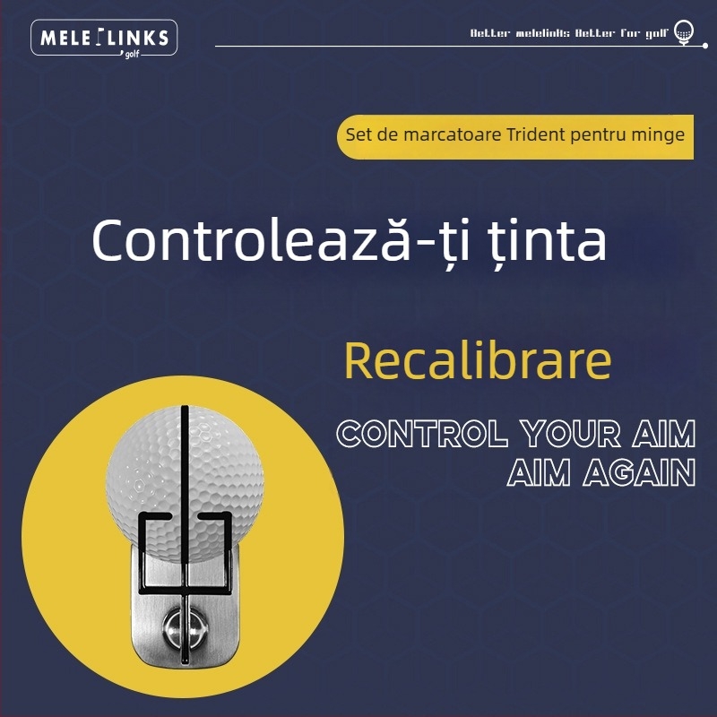 Set marcaje mingi de golf cu marker în formă de trident și stilou de aliniere