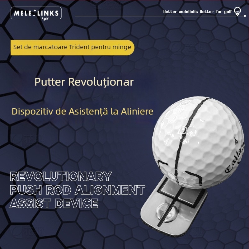 Set marcaje mingi de golf cu marker în formă de trident și stilou de aliniere