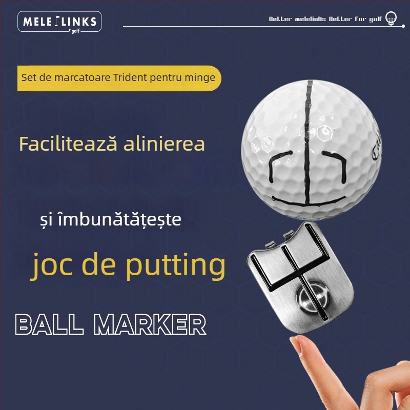 Set marcaje mingi de golf cu marker în formă de trident și stilou de aliniere