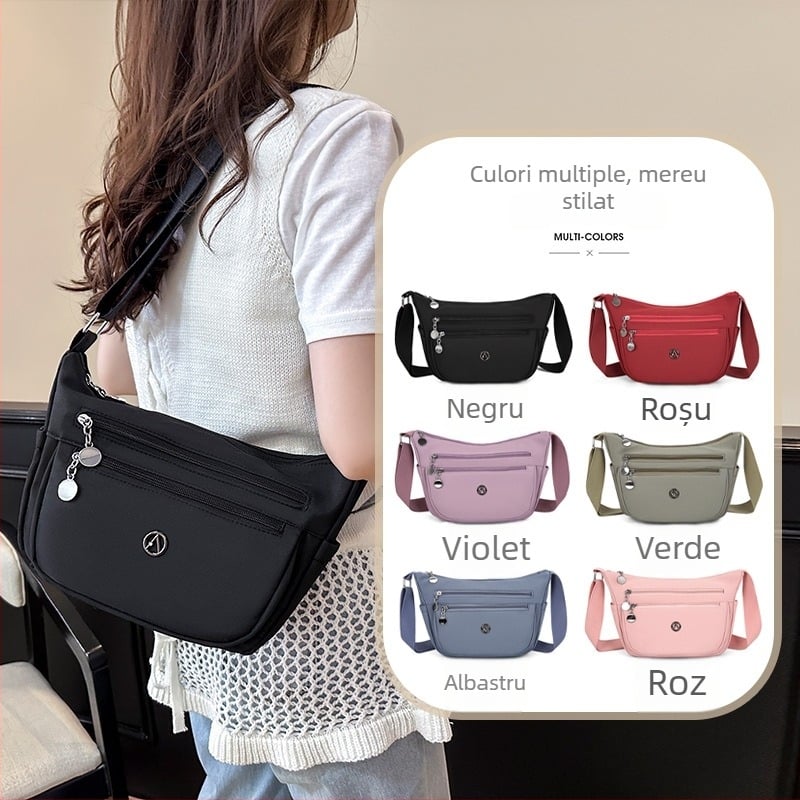 Geantă de damă din nylon, cu capacitate mare și compartimente multiple, crossbody pentru uz zilnic, model 2025