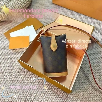 Geantă mică de umăr pentru femei, monogramă, stil retro bucket, crossbody pentru telefon