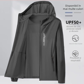 Cămașă bărbați cu protecție UV UPF50+ Ice Silk pentru vară, croială lejeră, ultra-subțire, geacă casual pentru exterior
