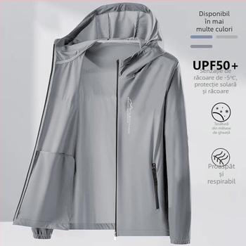 Cămașă bărbați cu protecție UV UPF50+ Ice Silk pentru vară, croială lejeră, ultra-subțire, geacă casual pentru exterior