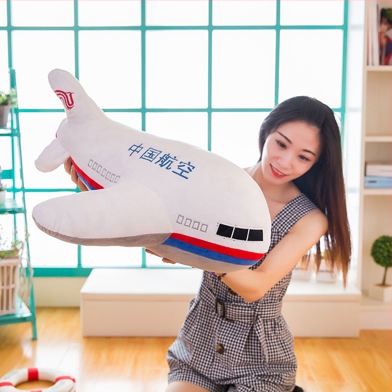 Păpușă pluș în formă de avion cu pernă, logo personalizat, cadou de ziua copiilor pentru fete.
