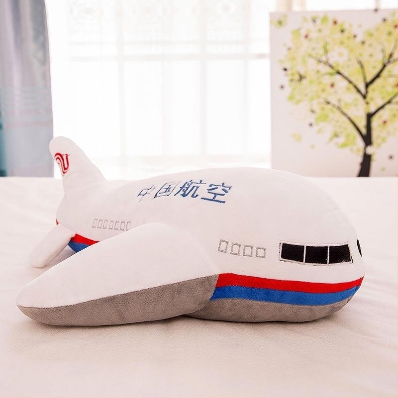 Păpușă pluș în formă de avion cu pernă, logo personalizat, cadou de ziua copiilor pentru fete.
