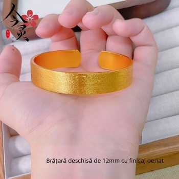 Brățară deschisă lată, culoare aurie, cu personalitate unică, stil modern, vintage, simplu și versatil