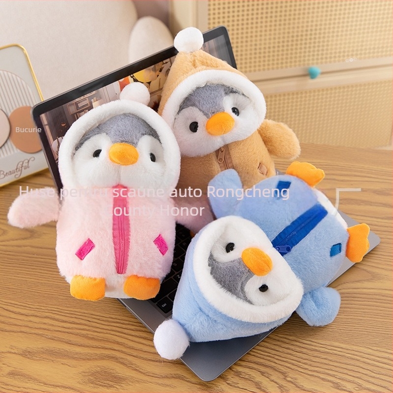 Pinguin din pluș pentru îmbrăcare, păpușă moale, pernă de cuplu, cadou de ziua fetei