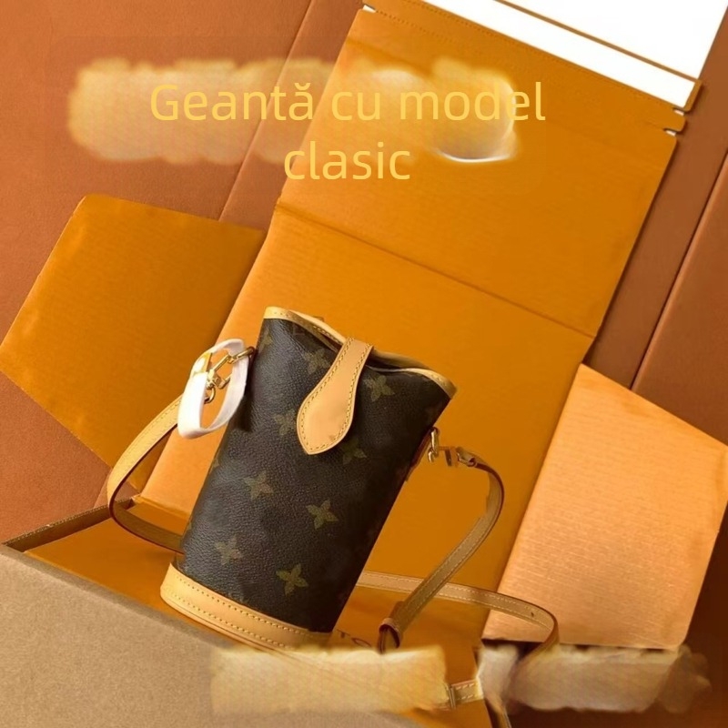 Geantă din piele cu monogram, crossbody retro, mică geantă pentru telefon, lux ușor