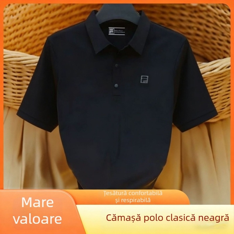 Tricou polo pentru bărbați, culoare solidă, bumbac ușor, mâneca scurtă, croială slim, vară 2026