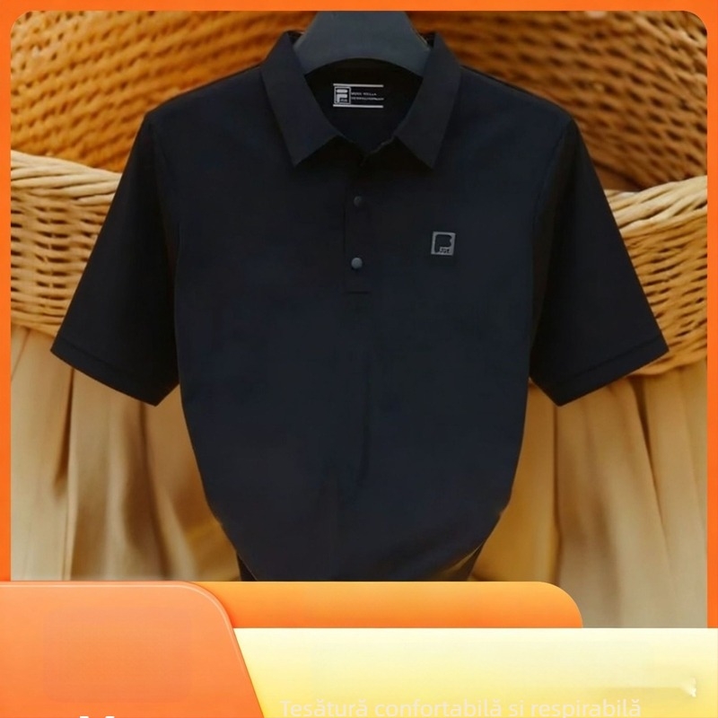 Tricou polo pentru bărbați, culoare solidă, bumbac ușor, mâneca scurtă, croială slim, vară 2026