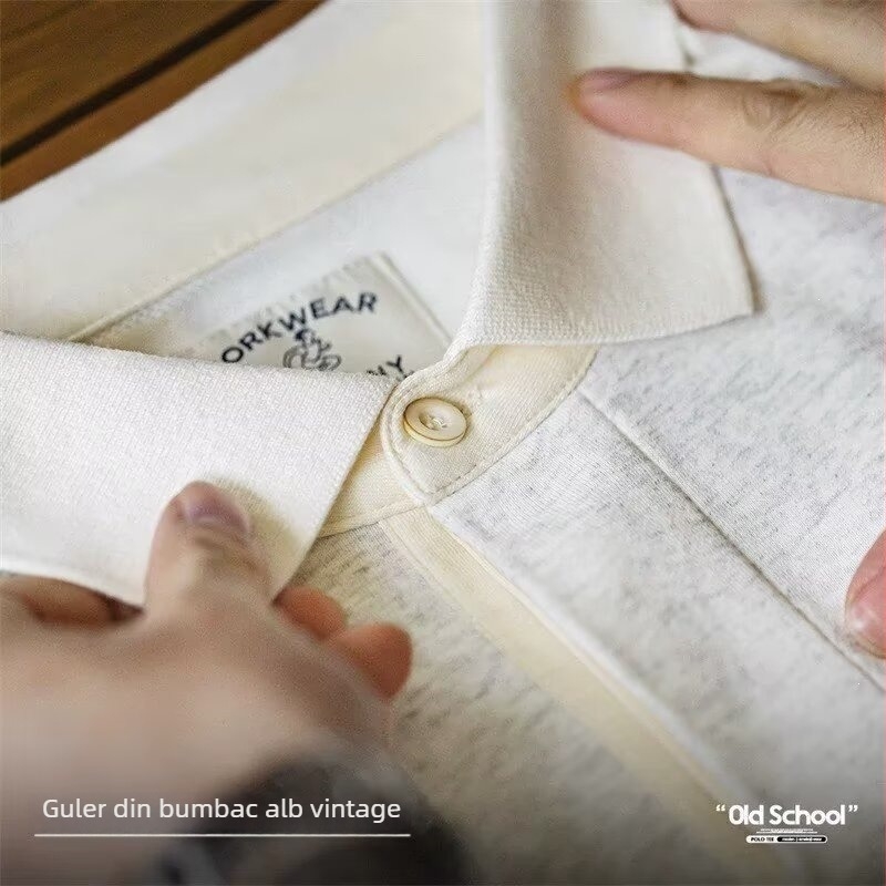 Tricou polo masculin cu dungi, mâneci scurte, croială lejeră, guler Henry, stil casual de vară