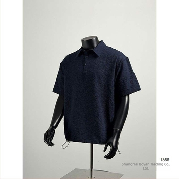 Tricou polo pentru bărbați, stil retro japonez, culoare solidă, ușor de vară, croială lejeră.