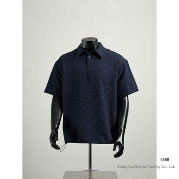 Tricou polo pentru bărbați, stil retro japonez, culoare solidă, ușor de vară, croială lejeră.