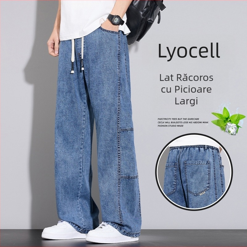 Jeanși bărbătești din Lyocell pentru vară – ultra-subțiri, croială dreaptă, stil casual lejer
