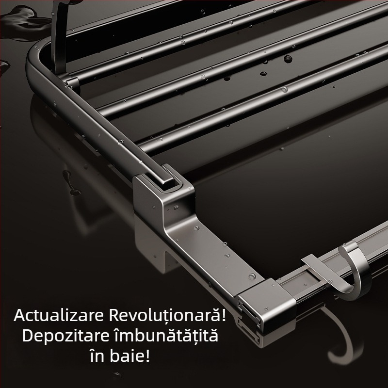 Suport pentru prosoape de baie, montare pe perete, fără găuri, grafit închis, pliabil