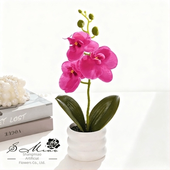 Bonsai de orhidee artificială – mini plantă decorativă în ghiveci pentru decor acasă și recuzită fotografică