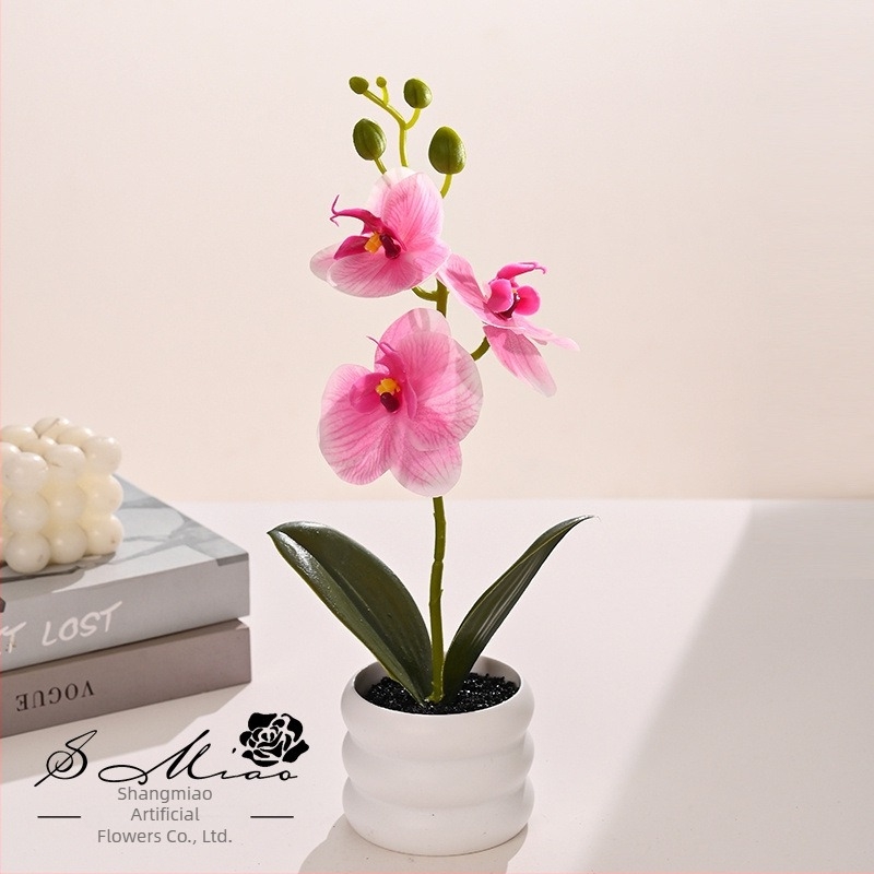 Bonsai de orhidee artificială – mini plantă decorativă în ghiveci pentru decor acasă și recuzită fotografică