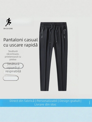 Pantaloni pentru bărbați din ice silk, subțiri și respirabili, uscare rapidă, sport, croială dreaptă, mărime mare