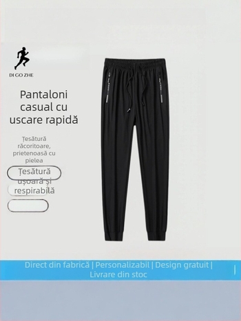 Pantaloni pentru bărbați din ice silk, subțiri și respirabili, uscare rapidă, sport, croială dreaptă, mărime mare