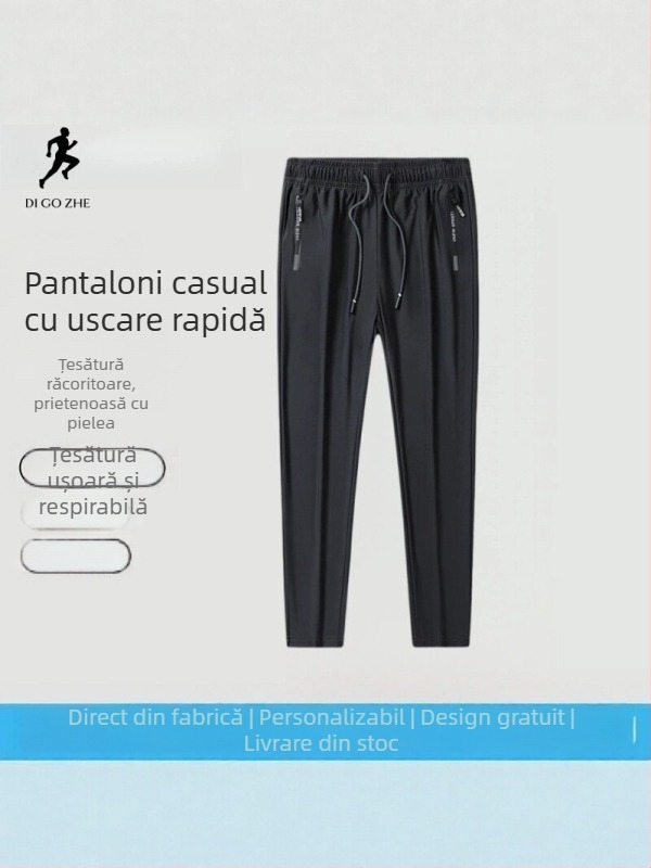 Pantaloni pentru bărbați din ice silk, subțiri și respirabili, uscare rapidă, sport, croială dreaptă, mărime mare