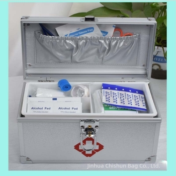 Cutie de medicamente din aluminiu, 10 inch, cutie portabilă pentru prim ajutor, argintie