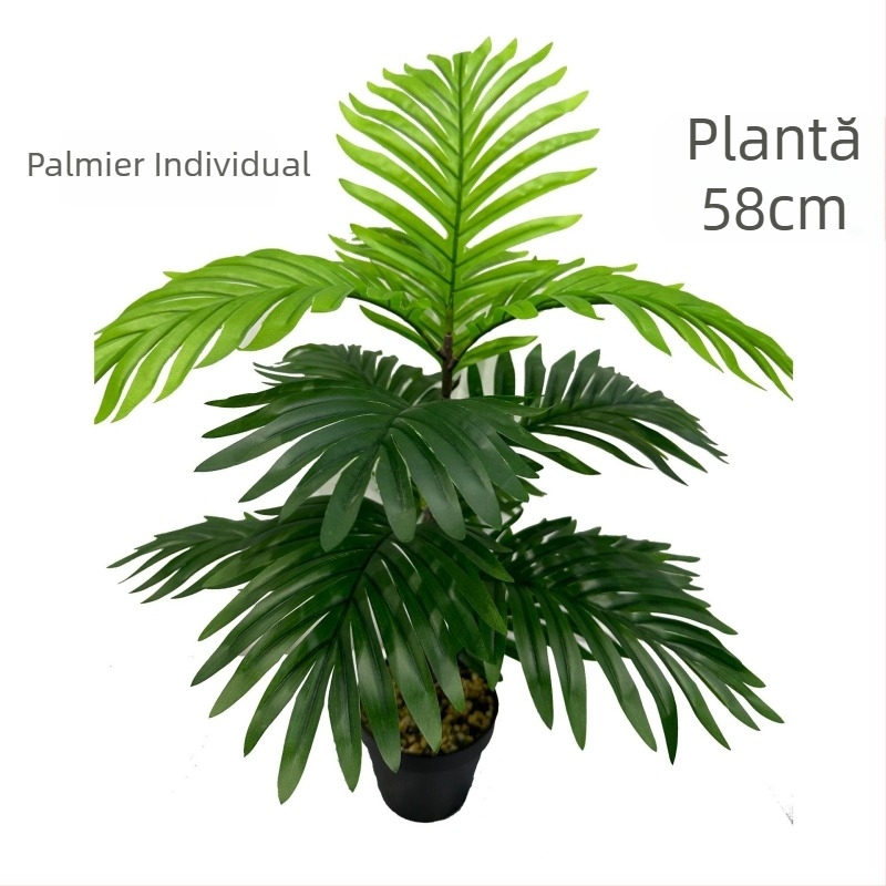 Bonsai palm artificial, turtle leaf frunze, 66 cm, plantă decorativă de interior