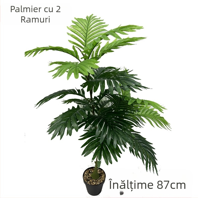 Bonsai palm artificial, turtle leaf frunze, 66 cm, plantă decorativă de interior