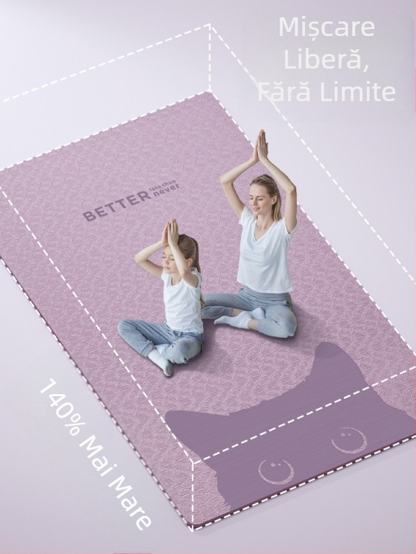 Covor dublu de yoga pentru acasă, antiaderent, absorbant de șocuri, grosime 6 mm, 195 x 138 cm, material TPE