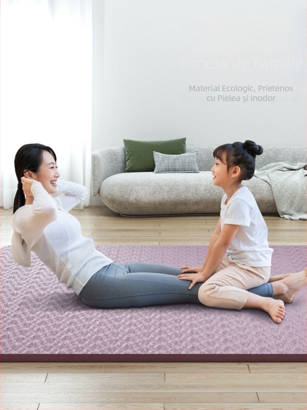 Covor dublu de yoga pentru acasă, antiaderent, absorbant de șocuri, grosime 6 mm, 195 x 138 cm, material TPE