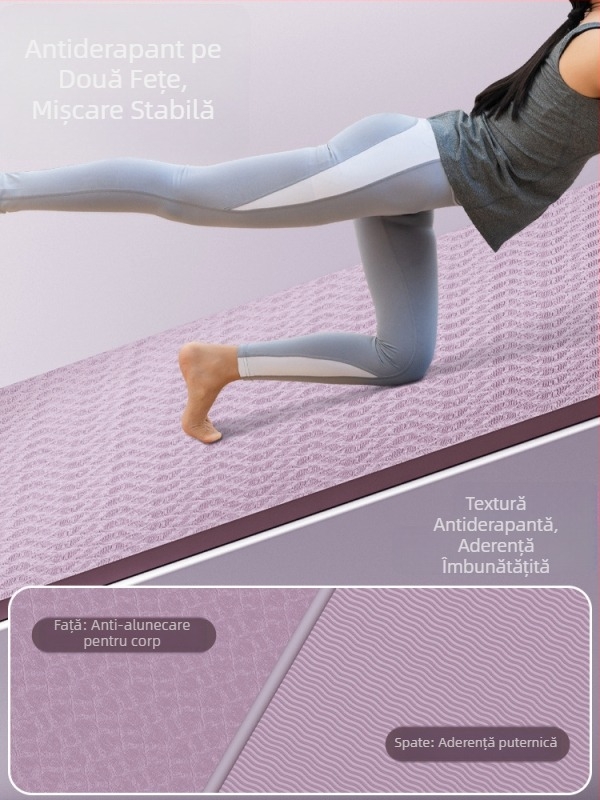 Covor dublu de yoga pentru acasă, antiaderent, absorbant de șocuri, grosime 6 mm, 195 x 138 cm, material TPE