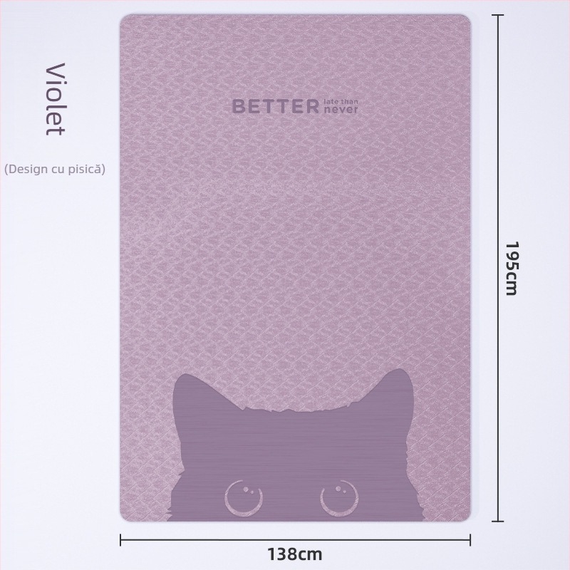 Covor dublu de yoga pentru acasă, antiaderent, absorbant de șocuri, grosime 6 mm, 195 x 138 cm, material TPE