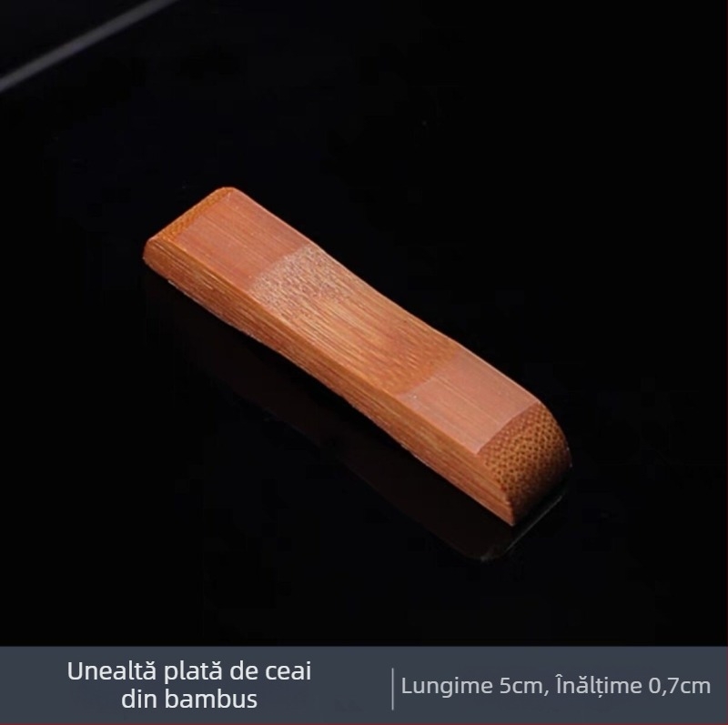 Set de instrumente din bambus natural carbonizat pentru ceai: ac de ceai, lingură de ceai, pernă pentru ceai, accesorii pentru ceremonia ceaiului, unelte japoneze pentru matcha, curățător pentru gurile ceainic