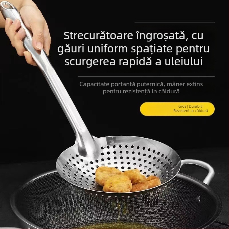 Colander din oțel inoxidabil nemagnetic, grosime 2 mm, fire duble, lung, într-o singură piesă, pentru tăiței, prăjit și oală fierbinte.
