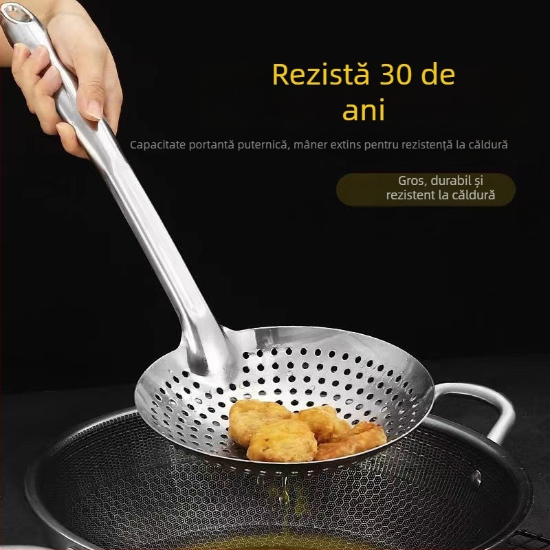 Colander din oțel inoxidabil nemagnetic, grosime 2 mm, fire duble, lung, într-o singură piesă, pentru tăiței, prăjit și oală fierbinte.