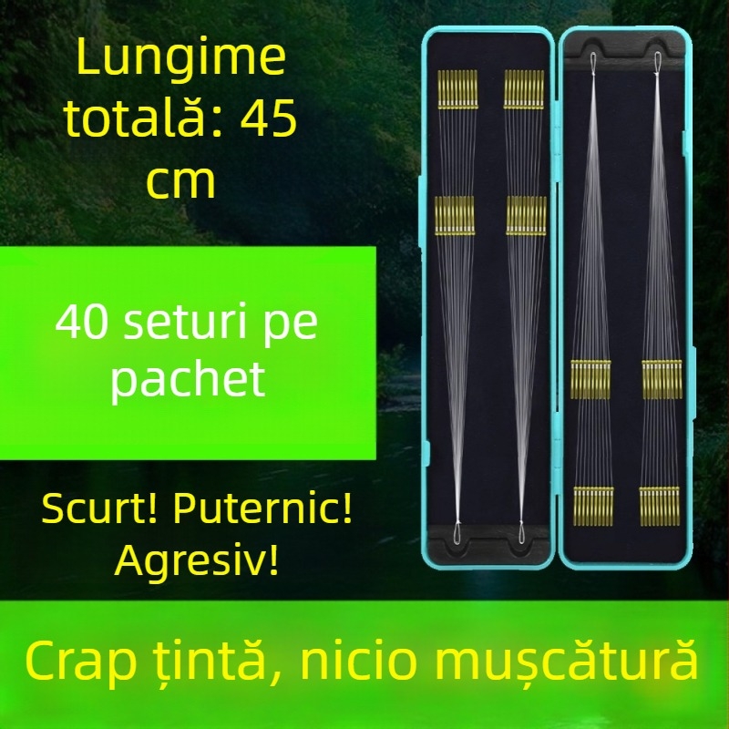 Set de 40 cârlige duble finisate, cu manșon auriu