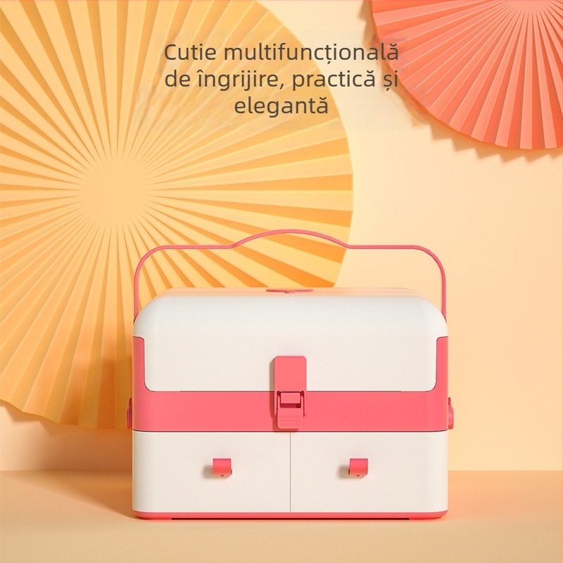 Cutie mare de depozitare pentru îngrijirea bebelușilor, rezistentă la praf, pentru accesorii și medicamente