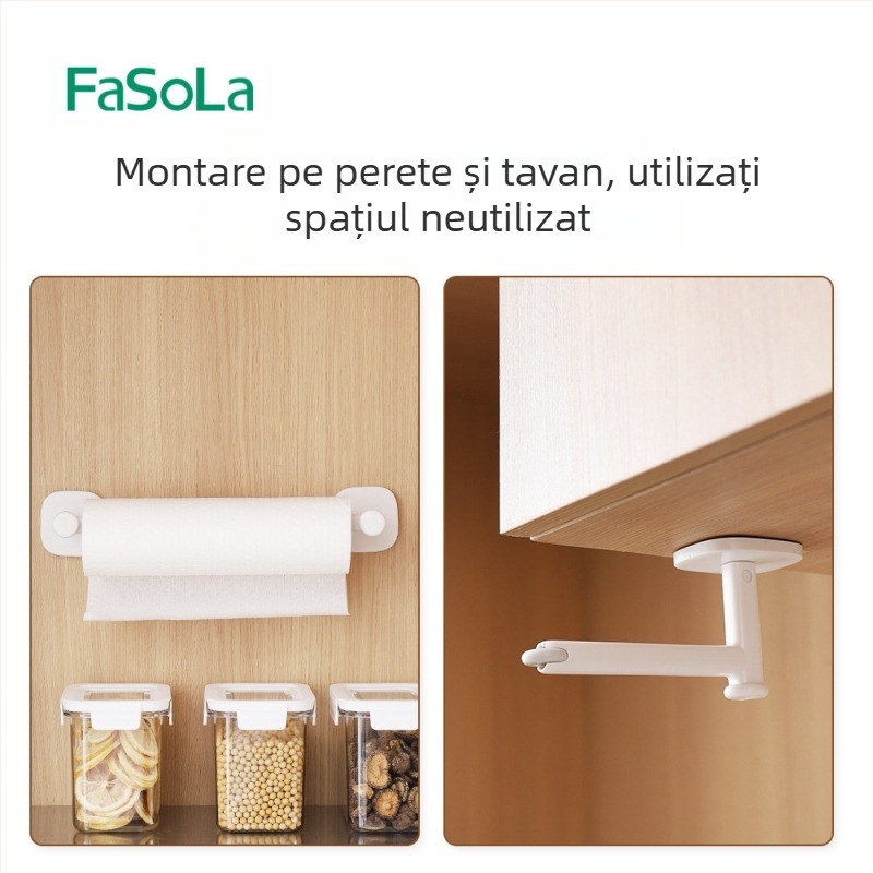 FaSoLa Organizator de haine montat pe perete, alb, cu bandă adezivă, raft de depozitare pentru bucătărie și baie