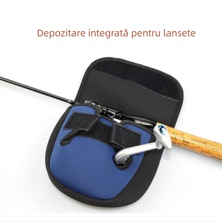 Geantă de depozitare pentru mulinete spinning cu caneluri și suport pentru undiță