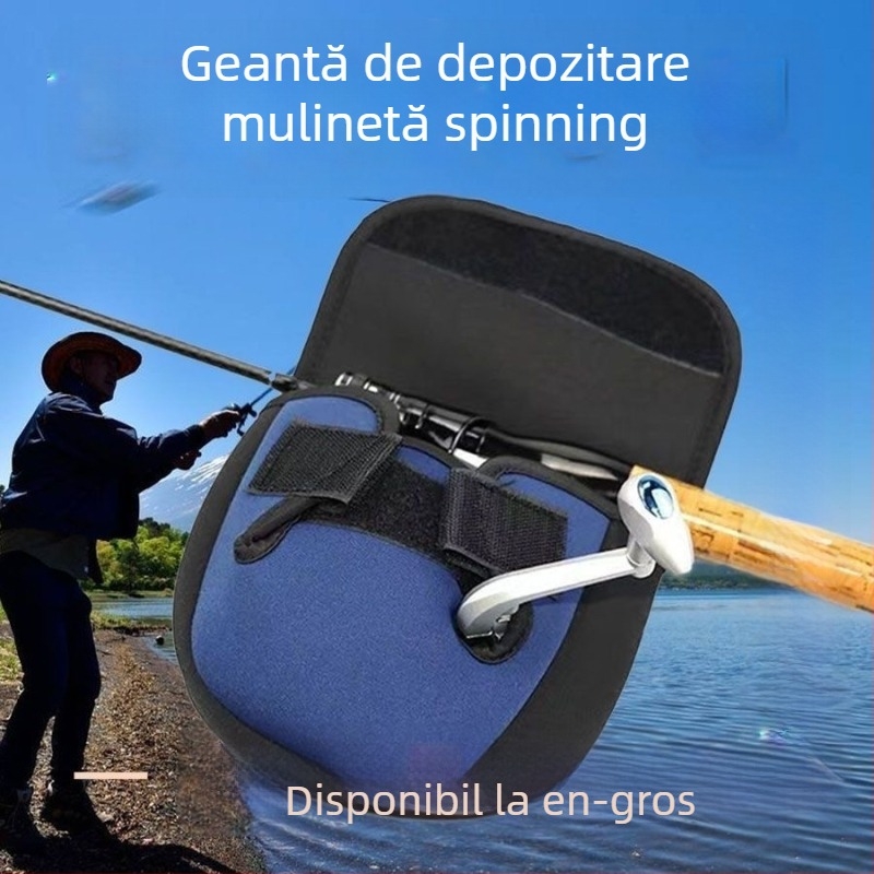 Geantă de depozitare pentru mulinete spinning cu caneluri și suport pentru undiță
