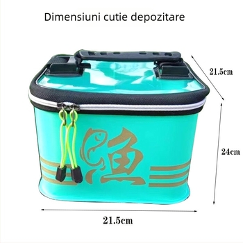 Cutie EVA pentru pescuit, depozitare pentru cârlige și momeli, organizator de accesorii, negru-verde, dimensiuni 21.5 × 21.5 × 24 cm