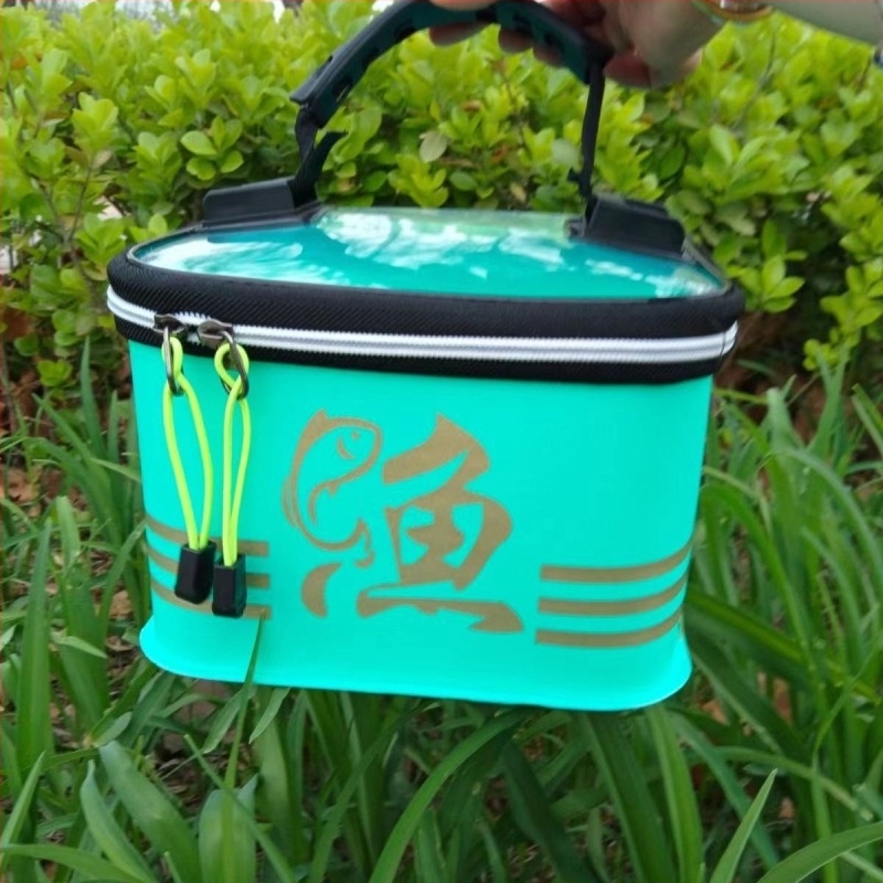Cutie EVA pentru pescuit, depozitare pentru cârlige și momeli, organizator de accesorii, negru-verde, dimensiuni 21.5 × 21.5 × 24 cm